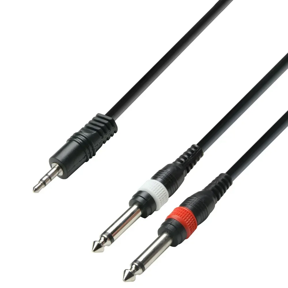 Cable De 3.5 Mm Stereo A 2 Plug 6.3 De 3 Mtr Adam Hall