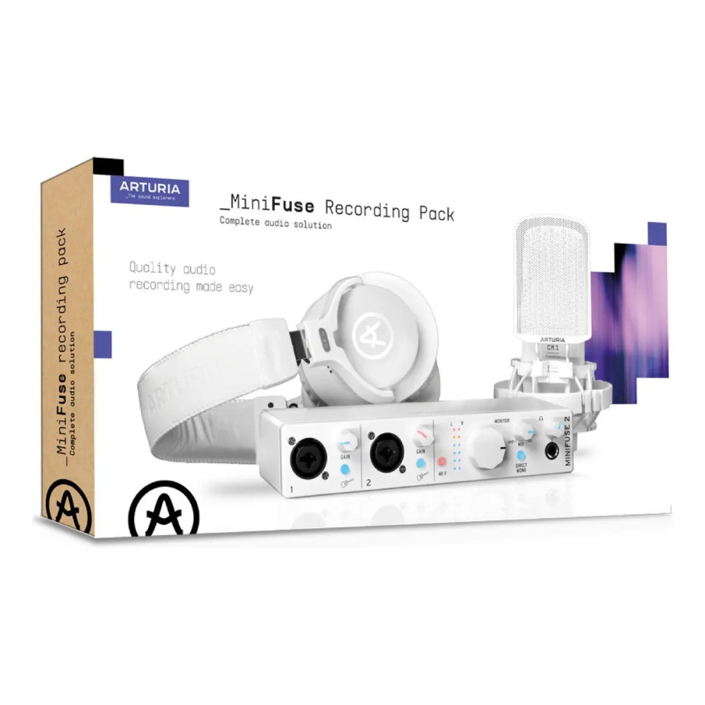 MINIFRECPA Kit De Grabación MiniFuse Recording Pack Interfaz Micrófono  Audífonos Blanco ARTURIA.