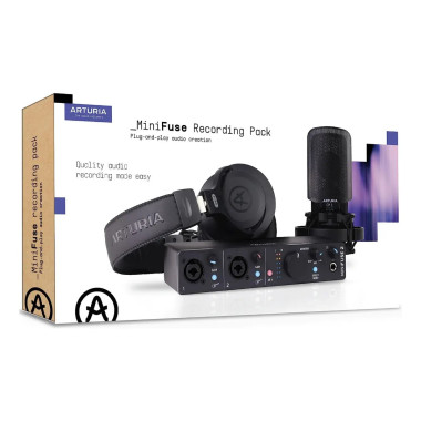 MINIFRECPA Kit De Grabación MiniFuse Recording Pack Interfaz  Micrófono Audífonos Negro ARTURIA.