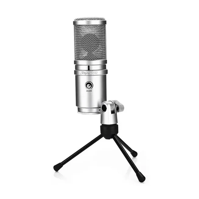 Microfono Para Estudio Condensador USB Plata C/Volumen E205U