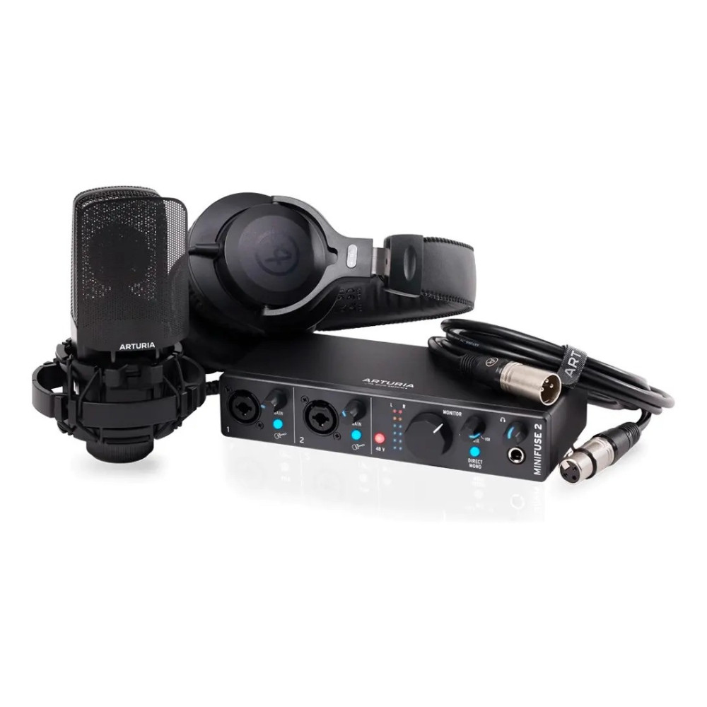 MINIFRECPA Kit De Grabación MiniFuse Recording Pack Interfaz  Micrófono Audífonos Negro ARTURIA.