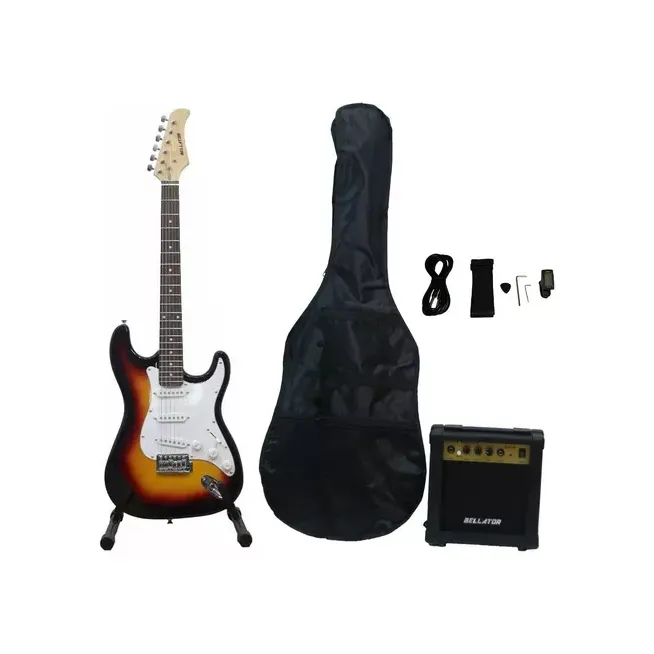 NEG10WSTSBY Paq Guit. Elect Sombreado Amarillo BELLATOR Stratocaster