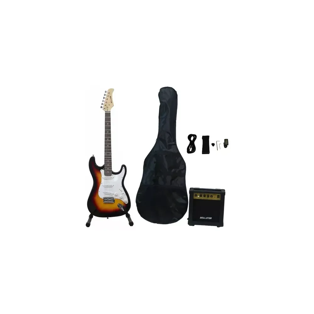 NEG10WSTSBY Paq Guit. Elect Sombreado Amarillo BELLATOR Stratocaster