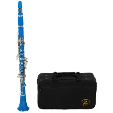 Clarinete Azul Tone:Bb Material ABS Marca Symphonic.