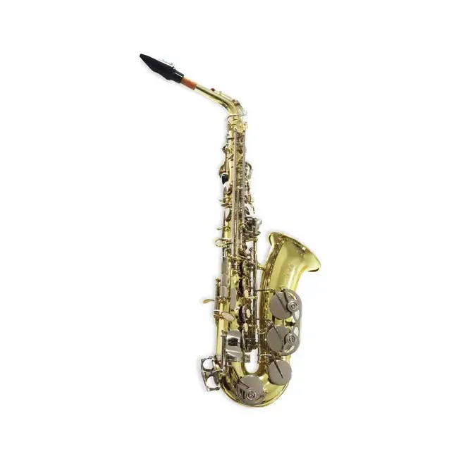 Sax Alto Combinado Laq. y Niquel Eb Key High F Marca Symphoni.