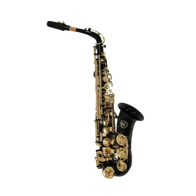 Sax Alto Negro C/Dorado Tone Eb Key High F Marca Symphonic.