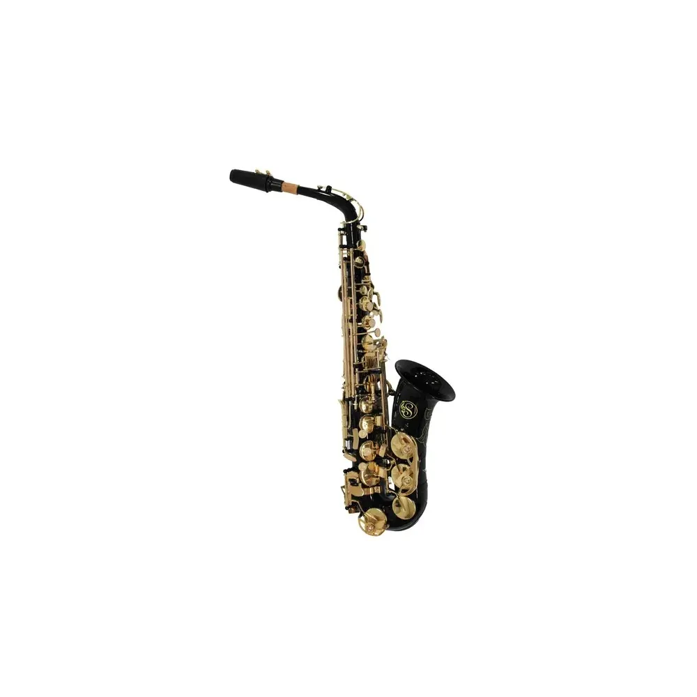 Sax Alto Negro C/Dorado Tone Eb Key High F Marca Symphonic.