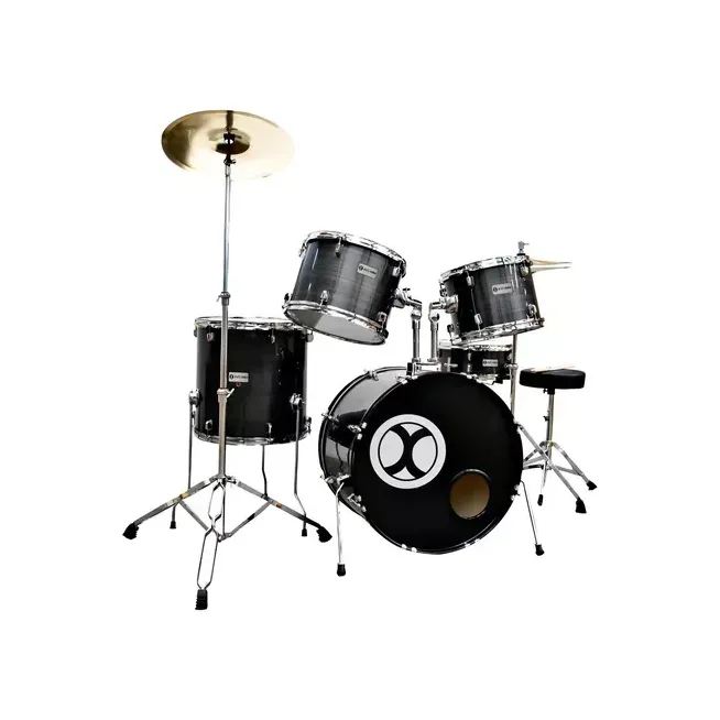 EXBT078 Batería profesional aros cromados 5 pzas: Gris EXTREME