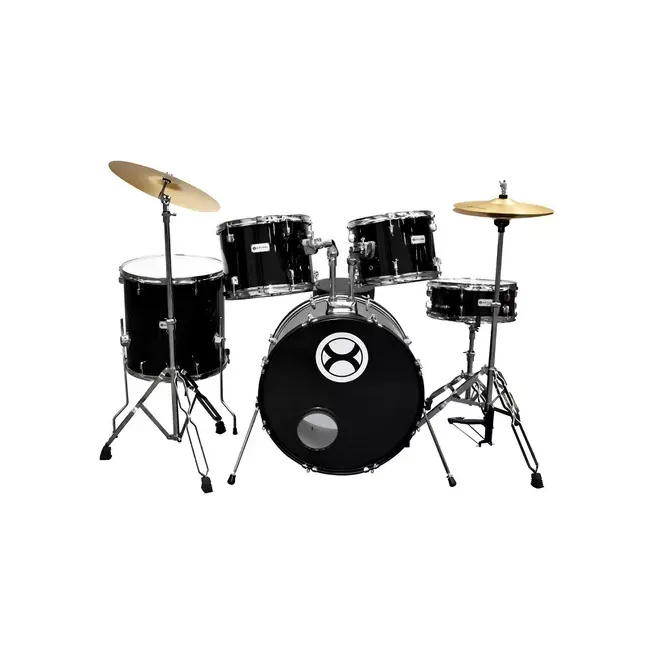 EXBT063 Batería profesional aros cromados 5 pzas: Negro EXTREME