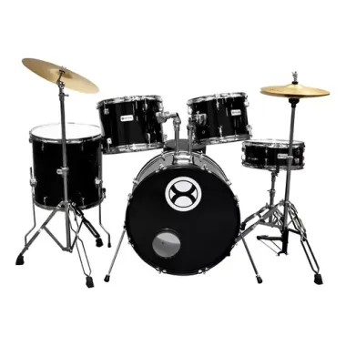 EXBT063 Batería profesional aros cromados 5 pzas: Negro EXTREME