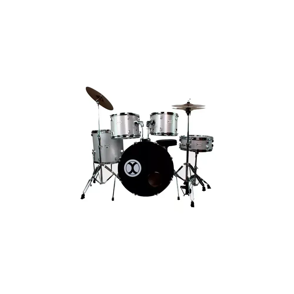 EXBT071 Batería profesional aros cromados 5 pzas: Plata EXTREME EXBT071 Batería profesional aros cromados 5 pzas: Plata EXTREME