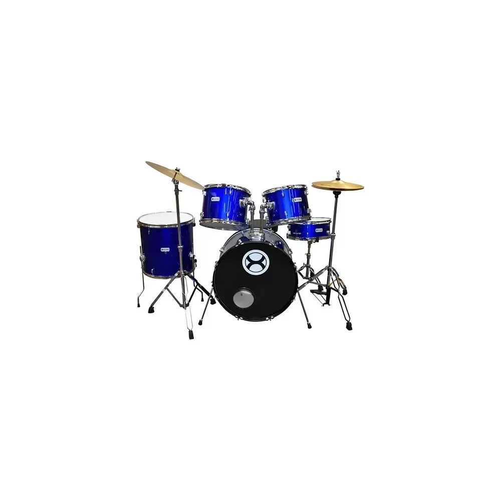 EXBT064 Batería profesional aros cromados 5 pzas: Azul EXTREME EXBT064 Batería profesional aros cromados 5 pzas: Azul EXTREME