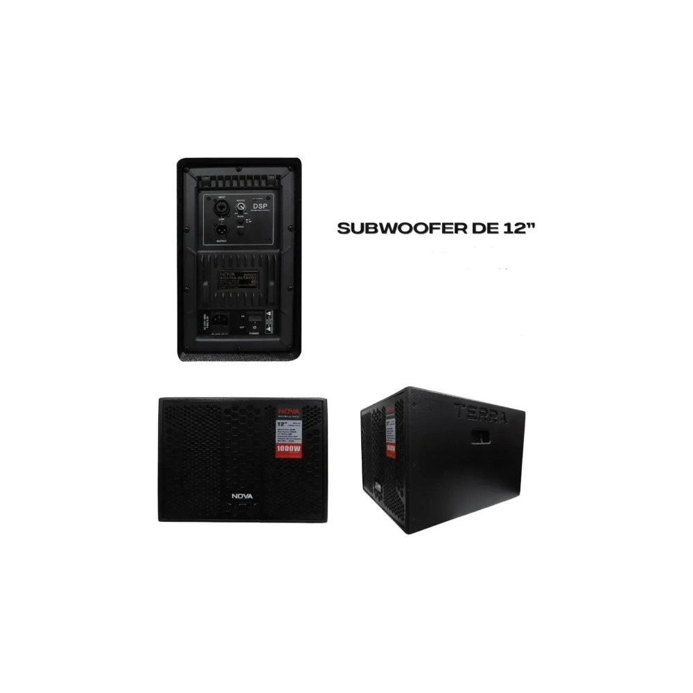 Subwoofer amplificado VAMAV Terra TX12 de 12 pulgadas y 500W RMS
