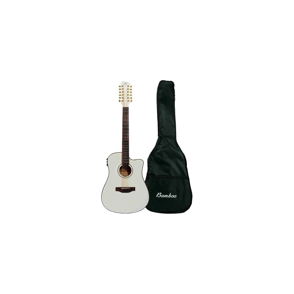 GA4012WH Guitarra Electroacustica 12 Cuerdas Docerola Blanca BAMBOO