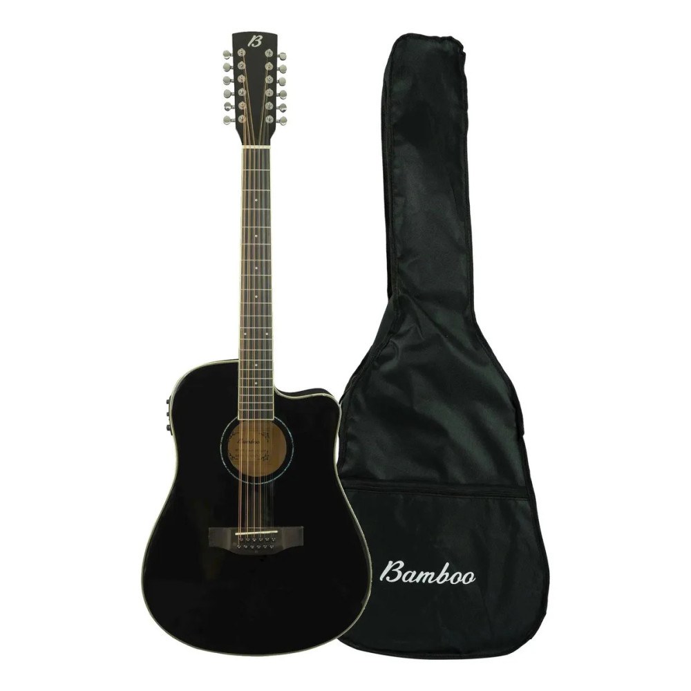 GA4012BKQAR Guitarra Electroacústica   Ga-4012-bk-q Docerola Negra BAMBOO