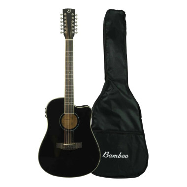 GA4012BKQAR Guitarra Electroacústica   Ga-4012-bk-q Docerola Negra BAMBOO