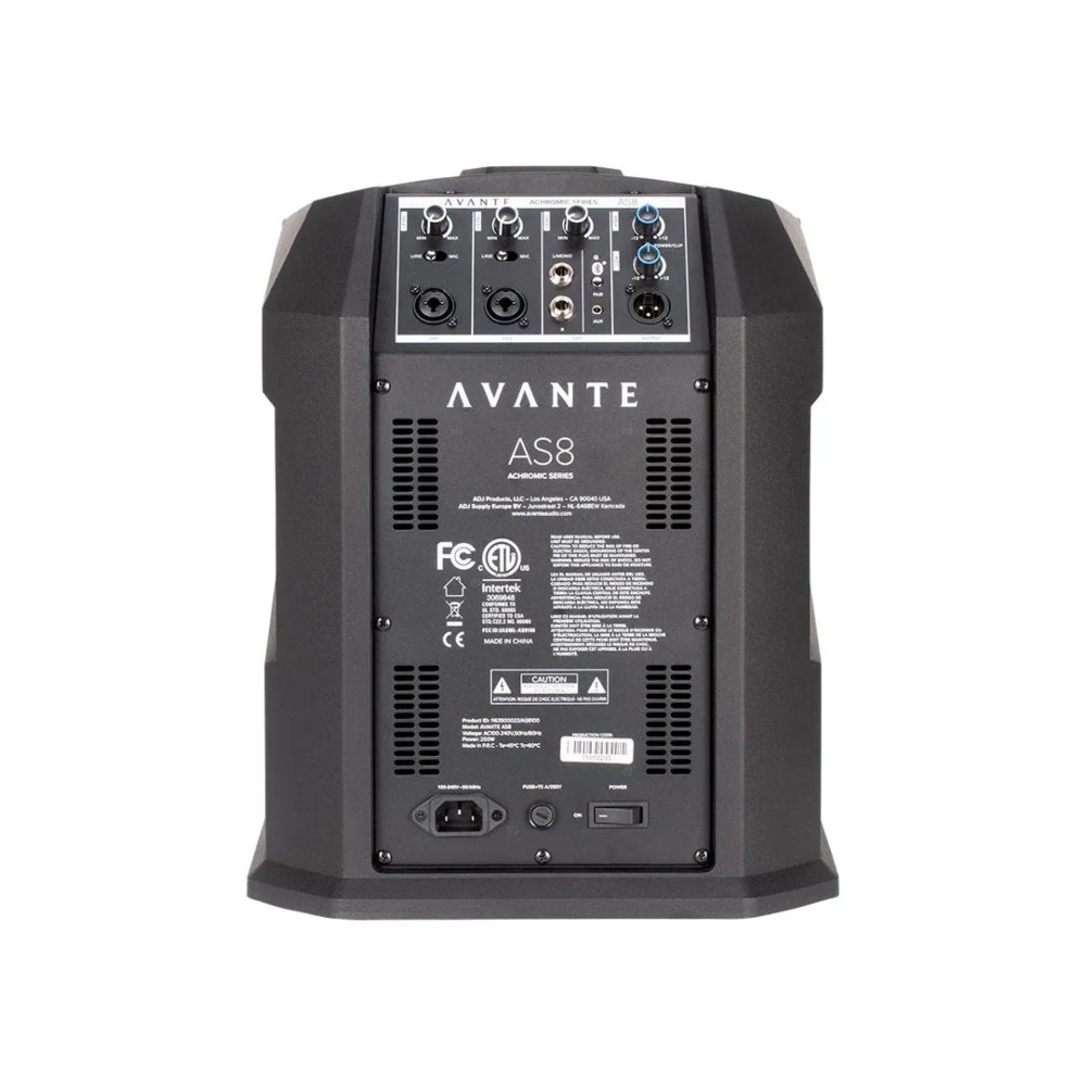 Sistema en columna AVANTE AS8 con subwoofer activo de 8" y 800W pico.