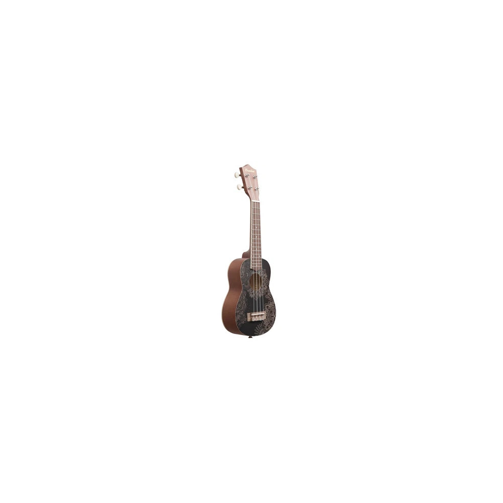 U21BLACKMANDALA Ukulele soprano Negro con Mandala BAMBOO