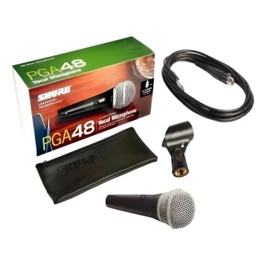 Pga48 Qtr Micrófono  con cable , oficial  negro/plateado SHURE