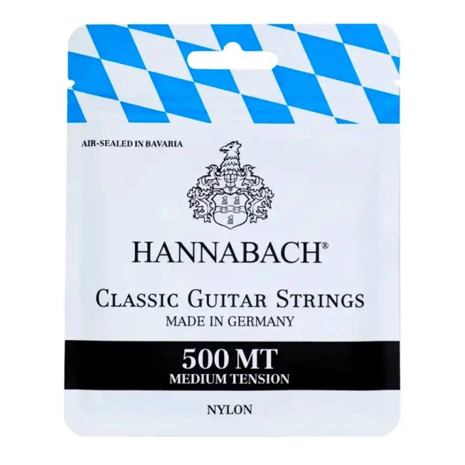 HA500MT Cuerdas Guitarra Clásica  Tensión Media 6 Unidades HANNABACH 500