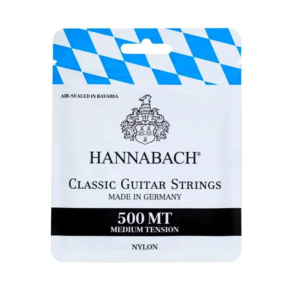 HA500MT Cuerdas Guitarra Clásica  Tensión Media 6 Unidades HANNABACH 500