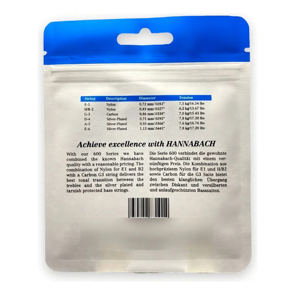 HA600HT Juego de Cuerdas 600 Ht G3c Guitarra Clasica HANNABACH