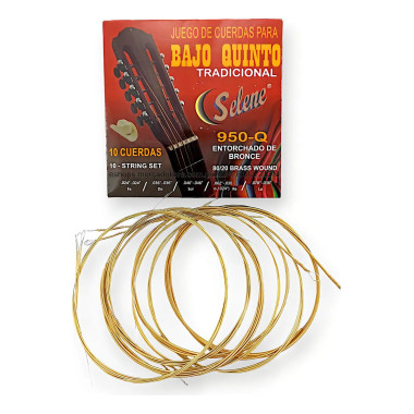950BQ Cuerdas Para Bajo Quinto  Entorchado Bronce 10 Piezas SELENE